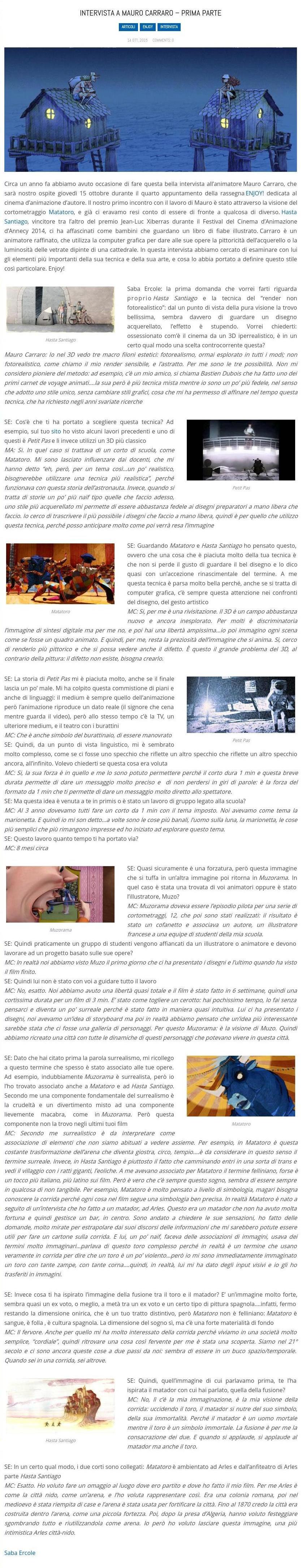 LA SCATOLA BLU_Intervista a Mauro Carraro – prima parte_Saba-Ercole_14-10-2015